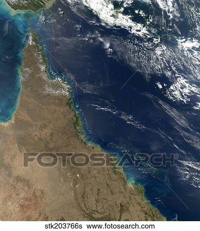 Satellite view of the Australian coast. View Large Photo Image Stock Photograph - Satellite view of the Australian coast.. Fotosearch