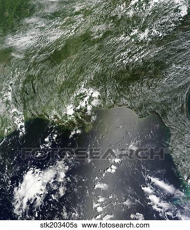 Satellite view of the Gulf of Mexico speckled and streaked with small clouds. View Large Photo Image Stock Photograph - Satellite view of the Gulf of Mexico speckled and streaked with small clouds.. Fotosearch
