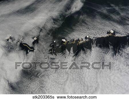 Satellite view of the Outer Aleutian Islands. View Large Photo Image Stock Photograph - Satellite view of the Outer Aleutian Islands. . Fotosearch