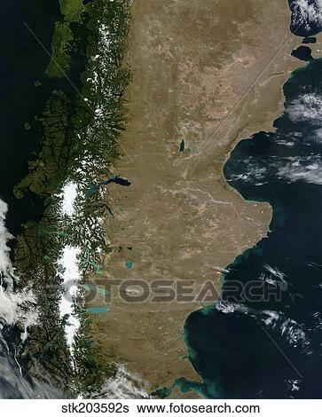 Satellite view of the Patagonia region in South America. View Large Photo Image Stock Photograph - Satellite view of the Patagonia region in South America.. Fotosearch