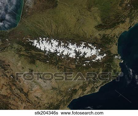 Satellite view of the Pyrenees Mountains. View Large Photo Image Stock Photograph - Satellite view of the Pyrenees Mountains.. Fotosearch