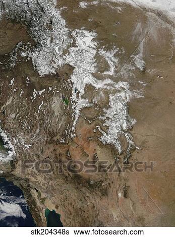 Satellite view of the Rocky Mountains. View Large Photo Image Stock Photograph - Satellite view of the Rocky Mountains.. Fotosearch