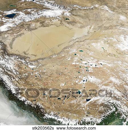 Satellite view of the Tibetan Plateau. View Large Photo Image Stock Photograph - Satellite view of the Tibetan Plateau.. Fotosearch