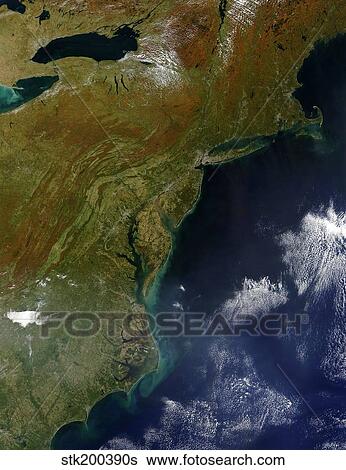 Satellite view of the United States East Coast View Large Photo Image Stock Photograph - Satellite view of the United States East Coast. Fotosearch