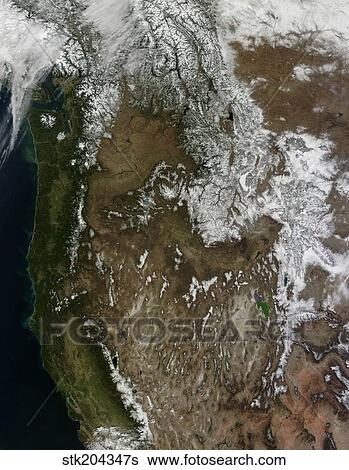 Satellite view of the Western United States View Large Photo Image Stock Photograph - Satellite view of the Western United States. Fotosearch