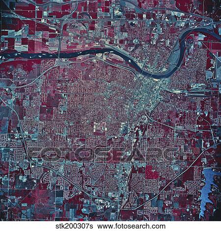 Satellite view of Topeka, Kansas. View Large Photo Image Stock Photograph - Satellite view of Topeka, Kansas.. Fotosearch