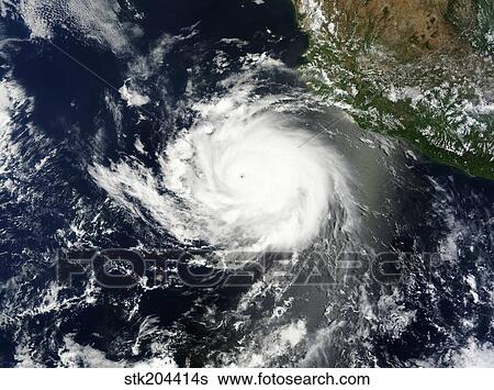 Stock Photograph - Satellite view of Tropical Cyclone Cristina.. Fotosearch