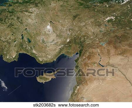Satellite view of Turkey and the island of Cyprus. View Large Photo Image Stock Photograph - Satellite view of Turkey and the island of Cyprus.. Fotosearch