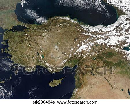 Satellite view of Turkey. View Large Photo Image Stock Photograph - Satellite view of Turkey.. Fotosearch