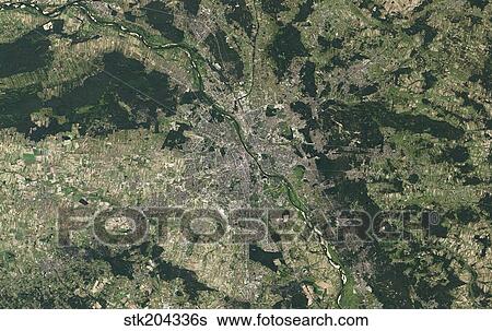 Satellite view of Warsaw, Poland. View Large Photo Image Stock Photograph - Satellite view of Warsaw, Poland.. Fotosearch