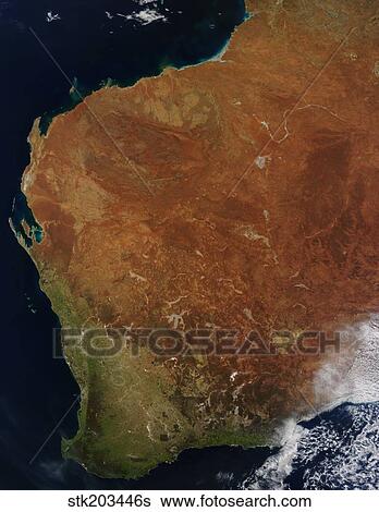 Satellite view of Western Australia. View Large Photo Image Stock Photograph - Satellite view of Western Australia.. Fotosearch