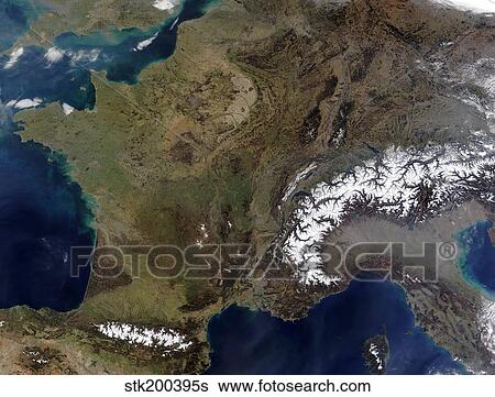 Satellite view of Western Europe View Large Photo Image Stock Photograph - Satellite view of Western Europe. Fotosearch
