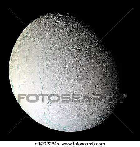 Saturn's moon Enceladus. View Large Photo Image Stock Photograph - Saturn's moon Enceladus.. Fotosearch