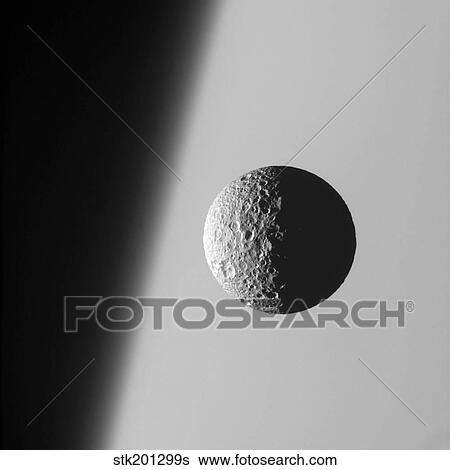 Saturn's moon Mimas View Large Photo Image Stock Photograph - Saturn's moon Mimas. Fotosearch