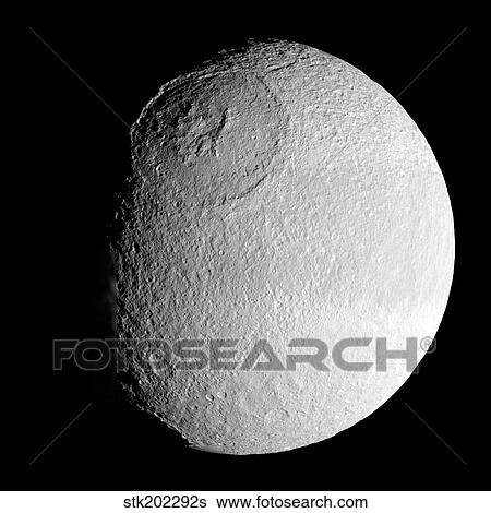 Saturn's moon Tethys. View Large Photo Image Stock Photograph - Saturn's moon Tethys.. Fotosearch