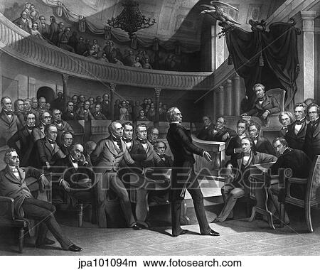 Stock Illustration - Senator Henry Clay speaking about the Compromise of 1850 in the Senate.. Fotosearch