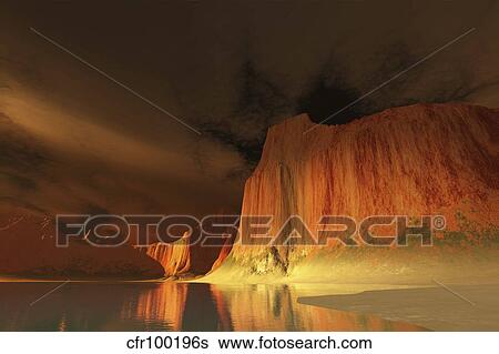 Stock Illustration - Serene river scene in the canyonlands.. Fotosearch