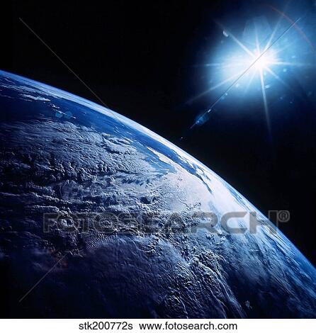 Shining star over Earth. View Large Photo Image Stock Photograph - Shining star over Earth.. Fotosearch