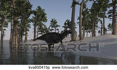 Shuangmiaosaurus walking along the shoreline of a prehistoric environment. View Large Illustration Stock Illustration - Shuangmiaosaurus walking along the shoreline of a prehistoric environment.. Fotosearch