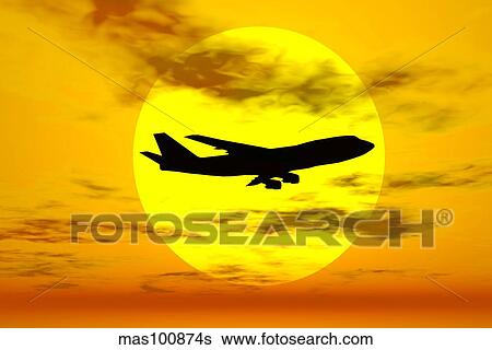 Silhouette of a Boeing 747 jet. View Large Illustration Stock Illustration - Silhouette of a Boeing 747 jet.. Fotosearch