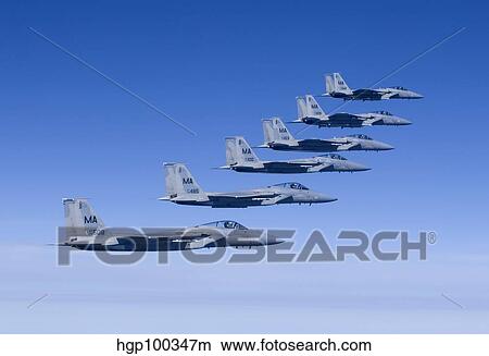 Picture - Six F-15 Eagles fly in formation.. Fotosearch