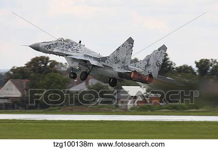 Slovak Air Force MIG-29 Fulcrum taking off. View Large Photo Image Picture - Slovak Air Force MIG-29 Fulcrum taking off.. Fotosearch