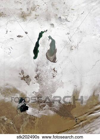 Snow around the Aral Sea View Large Photo Image Stock Photograph - Snow around the Aral Sea. Fotosearch