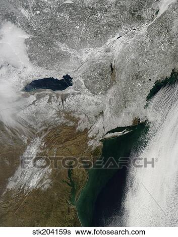 Stock Photograph - Snow cover across the northeastern United States.. Fotosearch