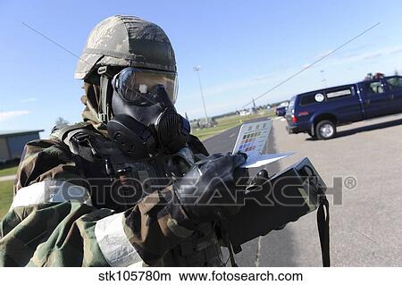 Soldier uses an M256 Kit to identify a simulated chemical. View Large Photo Image Picture - Soldier uses an M256 Kit to identify a simulated chemical.. Fotosearch