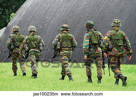 Picture - Soldiers of the Belgian Army during a MOUT training.. Fotosearch
