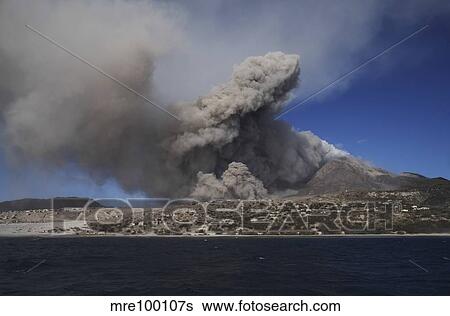 Stock Photograph - Soufriere Hills eruption, Montserrat Island, Caribbean.. Fotosearch