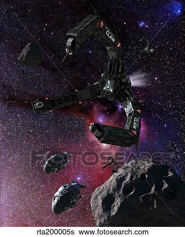 Space scene inspired by the novels of Stephen Baxter. View Large Illustration Stock Illustration - Space scene inspired by the novels of Stephen Baxter.. Fotosearch
