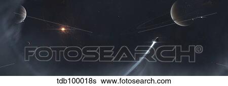 Spaceship escaping from a Sun which is about to implode. View Large Illustration Stock Illustration - Spaceship escaping from a Sun which is about to implode.. Fotosearch