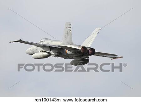 Spanish Air Force EF-18M Hornet taking off. View Large Photo Image Picture - Spanish Air Force EF-18M Hornet taking off.. Fotosearch