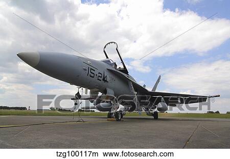 Picture - Spanish F-18M aircraft at Lechfeld Airfield, Germany.. Fotosearch