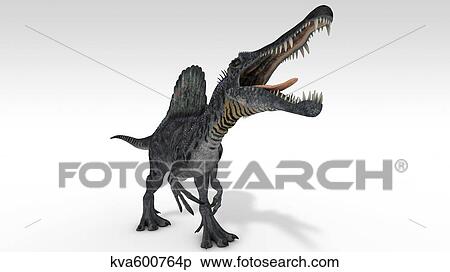 Spinosaurus dinosaur, white background. View Large Illustration Stock Illustration - Spinosaurus dinosaur, white background.. Fotosearch