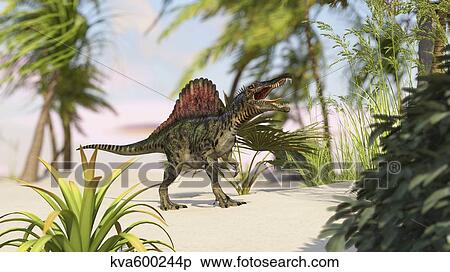 Spinosaurus hunting for its next meal. View Large Illustration Stock Illustration - Spinosaurus hunting for its next meal.. Fotosearch