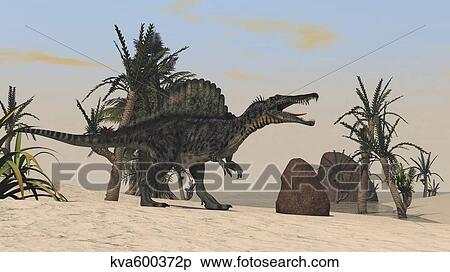 Spinosaurus hunting for its next meal. View Large Illustration Stock Illustration - Spinosaurus hunting for its next meal.. Fotosearch