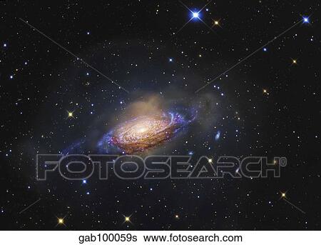 Stock Photograph - Spiral Galaxy NGC 3521 in the constellation Leo.. Fotosearch
