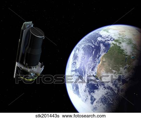 Spitzer departing the Earth soon after launch. View Large Illustration Stock Illustration - Spitzer departing the Earth soon after launch.. Fotosearch