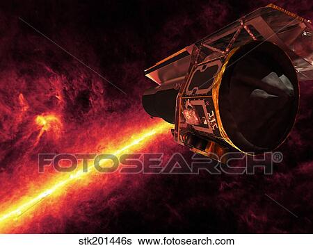 Stock Illustration - Spitzer seen against the infrared sky.. Fotosearch