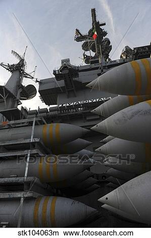 Stacked ordnance ready to be loaded aboard USS John C. Stennis. View Large Photo Image Picture - Stacked ordnance ready to be loaded aboard USS John C. Stennis.. Fotosearch