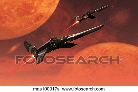 Star Fighters on a routine space patrol. View Large Illustration Stock Illustration - Star Fighters on a routine space patrol.. Fotosearch