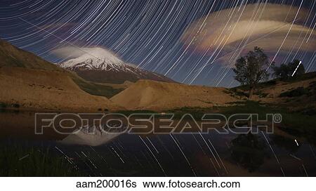 Star trails above Mount Damavand, Iran. View Large Photo Image Stock Photograph - Star trails above Mount Damavand, Iran.. Fotosearch
