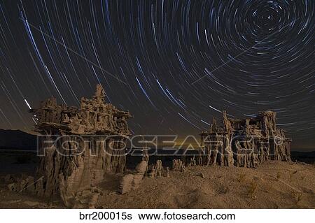 Star trails and intricate sand tufa formations at Mono Lake, California. View Large Photo Image Stock Photograph - Star trails and intricate sand tufa formations at Mono Lake, California.. Fotosearch
