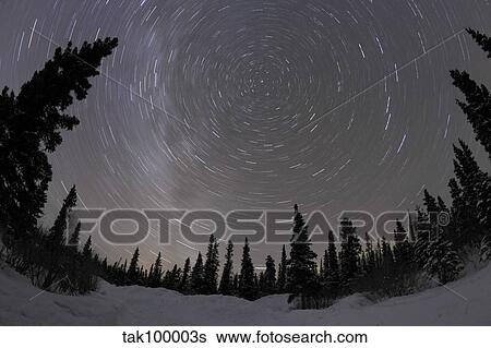 Stock Photograph - Star trails and Milky Way.. Fotosearch