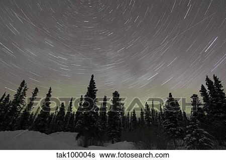 Star Trails, Milky Way and Green Aurora. View Large Photo Image Stock Photograph - Star Trails, Milky Way and Green Aurora.. Fotosearch