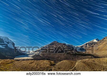 Star Trails over Columbia Icefields. View Large Photo Image Stock Photograph - Star Trails over Columbia Icefields.. Fotosearch