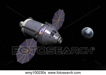 Starboard side of the next generation Deep Space Vehicle. View Large Illustration Stock Illustration - Starboard side of the next generation Deep Space Vehicle.. Fotosearch