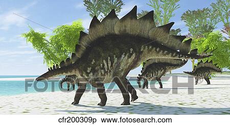 Stegosaurus dinosaurs drinking from a Jurassic lake. View Large Illustration Stock Illustration - Stegosaurus dinosaurs drinking from a Jurassic lake.. Fotosearch